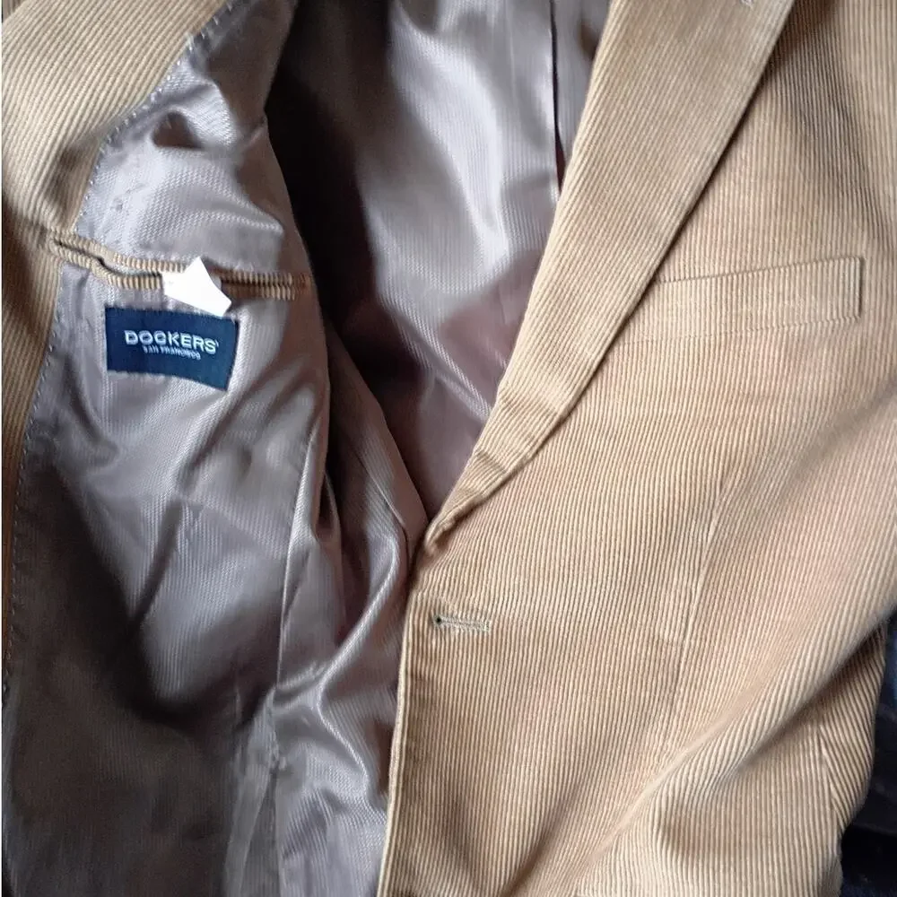 Vintage Dockers Tan Corduroy Blazer 38R Old Money Grandpa Core Fall Academia